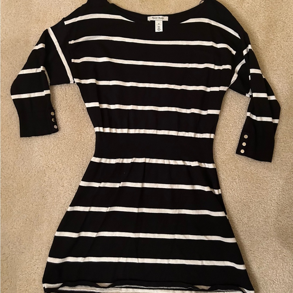 White House Black Market Black White Striped Dress Size M